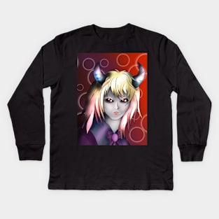 teenage tiefling / dark elf for dnd, magic and fantasy fans Kids Long Sleeve T-Shirt